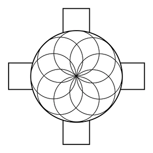 Black and white digital illustration of Rosicrucian or Rose Cross symbol Black and white digital illustration of Rosicrucian or Rose Cross symbol