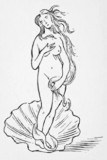 Black and white illustration of Aphrodite (Venus), Greek and Roman goddess of love Black and white illustration of Aphrodite (Venus), Greek and Roman goddess of love