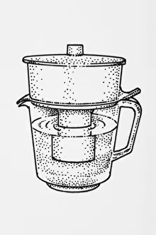 Black and white illustration of household water purifier Black and white illustration of household water purifier