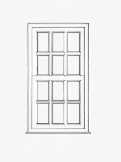 Black and white illustration of sash window Black and white illustration of sash window