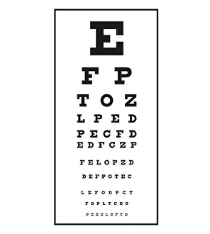 Black and white illustration of Snellen chart Black and white illustration of Snellen chart