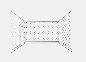Black and white illustration of wallpaper on walls decorated with simple repetitive Black and white illustration of wallpaper on walls decorated with simple repetitive