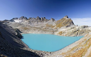 Blue Wildsee Lake at Pizol massif in Heidi-Land Bad Ragaz in the Swiss Alps, Switzerland, Europe Blue Wildsee Lake at Pizol massif in Heidi-Land Bad Ragaz in the Swiss Alps, Switzerland, Europe