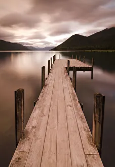 Boardwalk, gloomy weather, Lake Rotoroa, South Island, New Zealand Boardwalk, gloomy weather, Lake Rotoroa, South Island, New Zealand