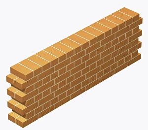 Brick wall built in English bond bricklaying pattern Brick wall built in English bond bricklaying pattern