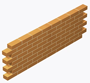 Brick wall built in stretcher bond Bricklaying pattern Brick wall built in stretcher bond Bricklaying pattern