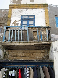 Building with clothes hanging, Essaouira, Morocco Building with clothes hanging, Essaouira, Morocco