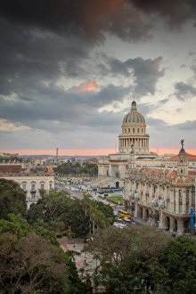 <b class=qtipBold><figcaption>Capitol building in Havana</figcaption></b><br>The beautiful capitol building in Havana, Cuba as seen from above at sunset.<br><em>© copyright 2015 betty wiley</em> Capitol building in Havana