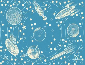 Vibrant Blue Background Prints: Blue Outer Space Pattern