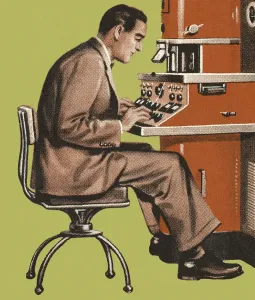 Captivating Fine Art Prints: Man Working at a Control Panel