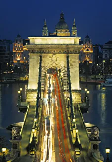 Chain Bridge on Danube River , Budapest , Hungary Chain Bridge on Danube River , Budapest , Hungary