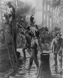 Firemen At Work Prints: Chicago Fire