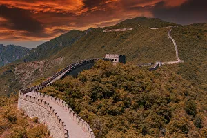 China famous landmark great wall and mountains China famous landmark great wall and mountains
