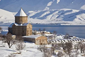 Church of the Holy Cross in snow, Akdamar Island, Anatolia Region, Turkey Church of the Holy Cross in snow, Akdamar Island, Anatolia Region, Turkey