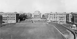 circa 1915: View of the campus of Columbia University, with the football field in the foreground circa 1915: View of the campus of Columbia University, with the football field in the foreground