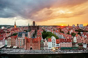 Poland Collection: Cityscape of Gdansk at sunset Gdansk, Poland