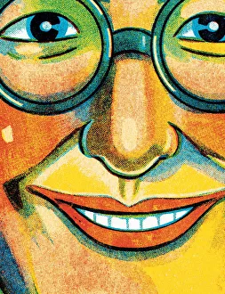 Close-up face with glasses Close-up face with glasses