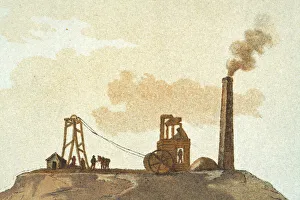 Coal mine workings, and Chimney, Leeds, Yorkshire, early 19th Century Coal mine workings, and Chimney, Leeds, Yorkshire, early 19th Century