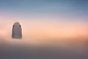 a coastal fog over Hong Kong victoria bay a coastal fog over Hong Kong victoria bay