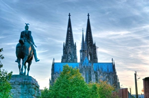 Cologne Cathedral and Equestrian statue of Prussian Kings Kaiser Wilhelm II Cologne Cathedral and Equestrian statue of Prussian Kings Kaiser Wilhelm II