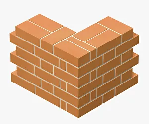 Corner of a brick wall built in Flemish bond bricklaying pattern Corner of a brick wall built in Flemish bond bricklaying pattern