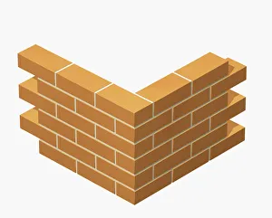 Corner of a brick wall built in stretcher bond bricklaying pattern Corner of a brick wall built in stretcher bond bricklaying pattern