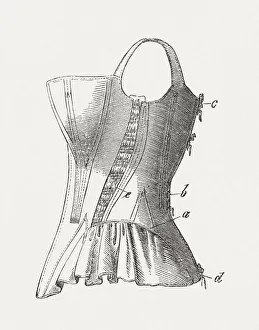 Corset (1855), wood engraving, published in 1883 Corset (1855), wood engraving, published in 1883