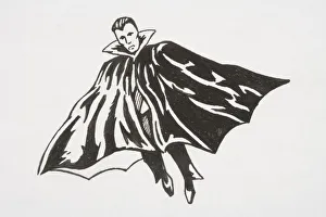 Count Dracula in a pleated cape with high collar Count Dracula in a pleated cape with high collar