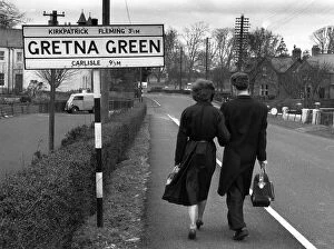 Landscape painting Collection: A couple entering Gretna Green