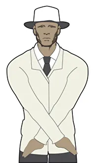 Cricket umpire signalling dead ball, arms crossed Cricket umpire signalling dead ball, arms crossed