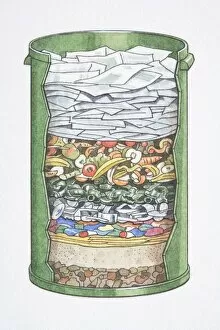 Images Dated 1st June 2006: Cross-section diagram of an average familys dustbin