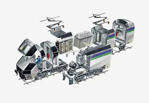 Cross section illustration of Le Shuttle with driver Cross section illustration of Le Shuttle with driver