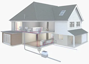 Cross section model of a house with direct water supply system Cross section model of a house with direct water supply system
