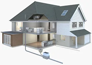 Cross section model of a house and its plumbing system Cross section model of a house and its plumbing system
