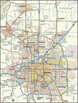Fine arts Collection: Denver, Colorado area map