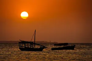 African Coastal Scene Prints: Dhows at Sunset