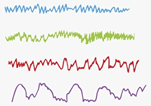 Digital illustration of alpha, beta, theta and delta brain waves Digital illustration of alpha, beta, theta and delta brain waves