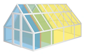 Digital illustration of greenhouse representing gas emissions by weight showing Nitrous Digital illustration of greenhouse representing gas emissions by weight showing Nitrous