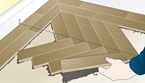 Digital illustration showing how to lay wooden floor blocks in herringbone pattern using Digital illustration showing how to lay wooden floor blocks in herringbone pattern using