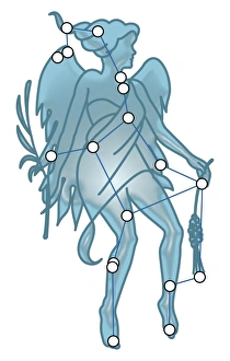 Digital illustration of Virgo constellation represented as winged virgin Digital illustration of Virgo constellation represented as winged virgin
