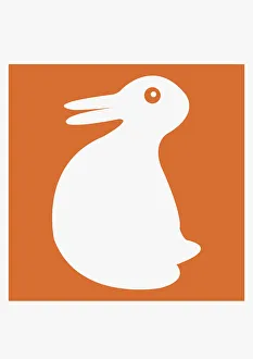 Digital illustration of white duck on orange background Digital illustration of white duck on orange background