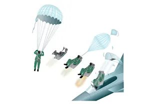 Digital image sequence of pilot sitting in ejection seat, explosive charge forcing seat from aircraft Digital image sequence of pilot sitting in ejection seat, explosive charge forcing seat from aircraft