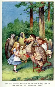 Alice and the Dodo Vintage Colour Lithograph Print
