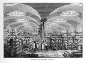 Prints of Very Rare, Beautifully Illustrated Antique Engraving of the Interior of Marshallas Flax Mill, Leeds, England Victorian Engraving Our Own Country, Great Britain, Descriptive, Historical, Pictorial Leeds Prints: Marshallas Flax Mill Interior Victorian Engraving Print 1880