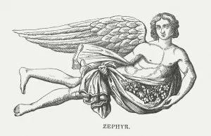 Prints of Zephyr - the Greek god of the west wind Greece Prints: Zephyr - Greek God of the West Wind Print (1878)