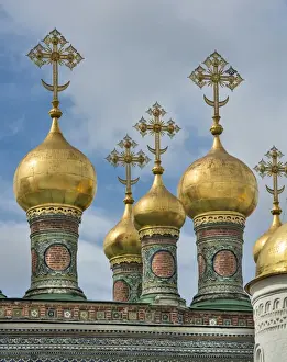 Moscow Travel Destinations Prints: Domes of the upper savior cathedral
