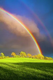 Double rainbow landscape in beautiful Irish landscape scenery. Co Tipperary Ireland Double rainbow landscape in beautiful Irish landscape scenery. Co Tipperary Ireland