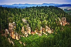 Dusk sunset light cliffs from Czech mountain top Dusk sunset light cliffs from Czech mountain top