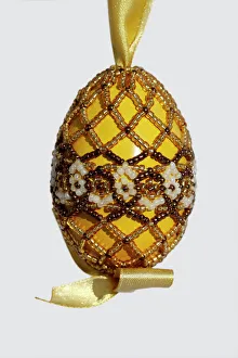 Easter Egg decorated with beads, folklore, traditional Hungarian Easter Egg decorated with beads, folklore, traditional Hungarian