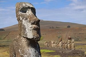 Ahu Tongariki Collection: Easter Island, Ahu Tongariki, Moai portrait